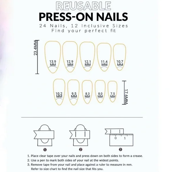 Any 4/$25! Reusable Long Red Cat Eye Press On Nails w/Application Instructions - Picture 5 of 6